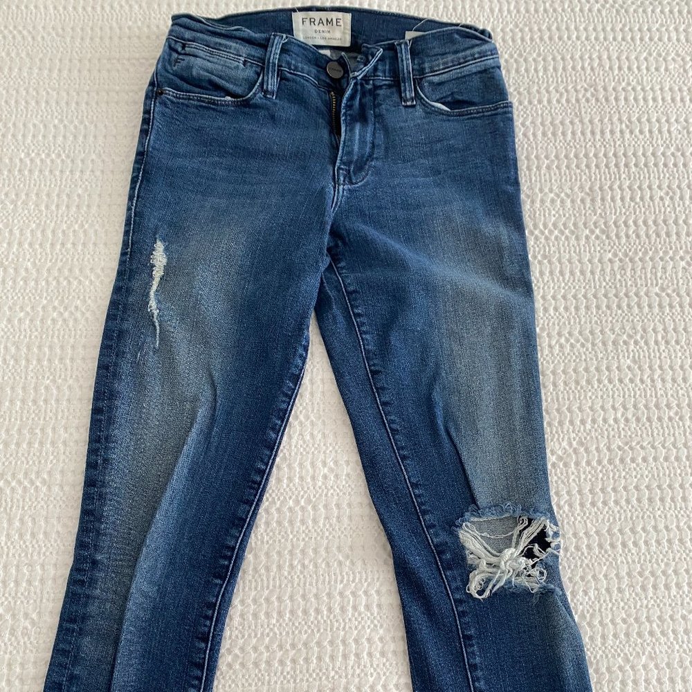 Frame Denim Skinny Jeans with Rip Size 24